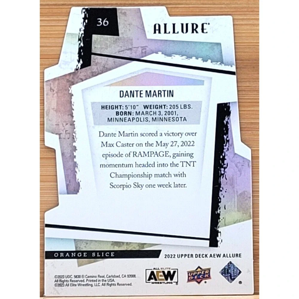 2022 UPPER DECK AEW‎ ALLURE DANTE MARTIN ORANGE SLICE